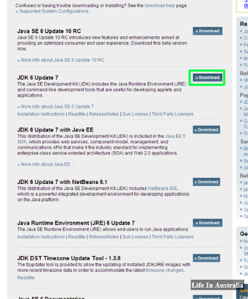 jdk 6 update 7 옆에있는 download 를 누릅니다 jdk 6